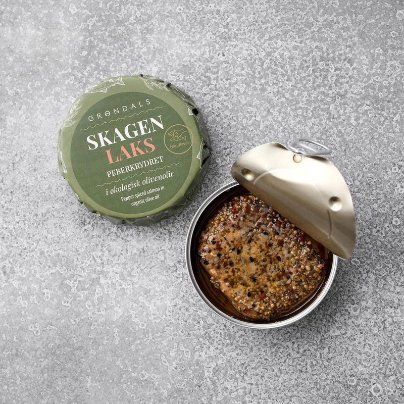 Peberkrydret laks i øko olivenolie 2 ds., Peberkrydret laks i øko olivenolie 2 ds.