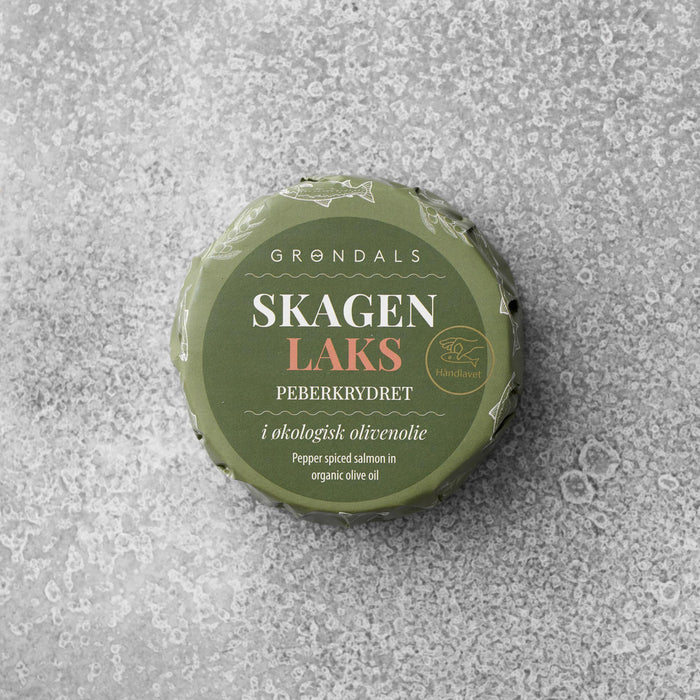 Peberkrydret laks i øko olivenolie 2 ds., Peberkrydret laks i øko olivenolie 2 ds.